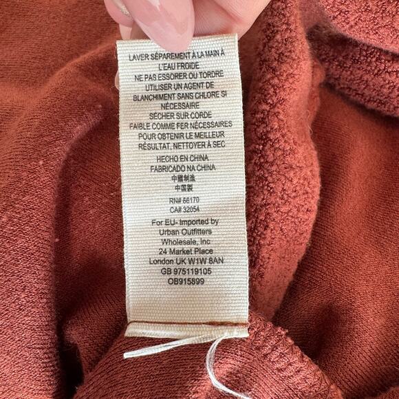 Free People Emma's Henley Tie Front Cozy Terry Cloth Long Sleeve Top Size Large - Picture 9 of 9